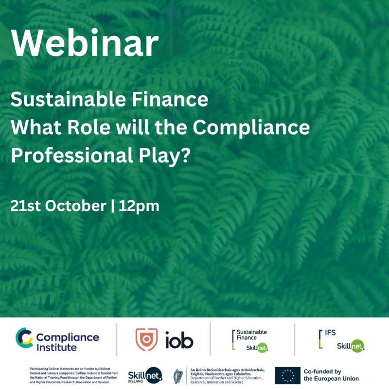 Sustainable Finance What Role will the Compliance Professional Play?